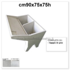 lavatoio lavanderia due vasche 61055 in graniglia levigata grigio