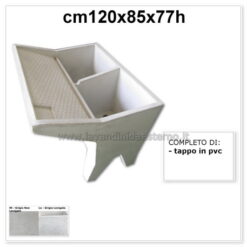 lavatoio lavanderia due vasche 61063 in graniglia levigata grigio